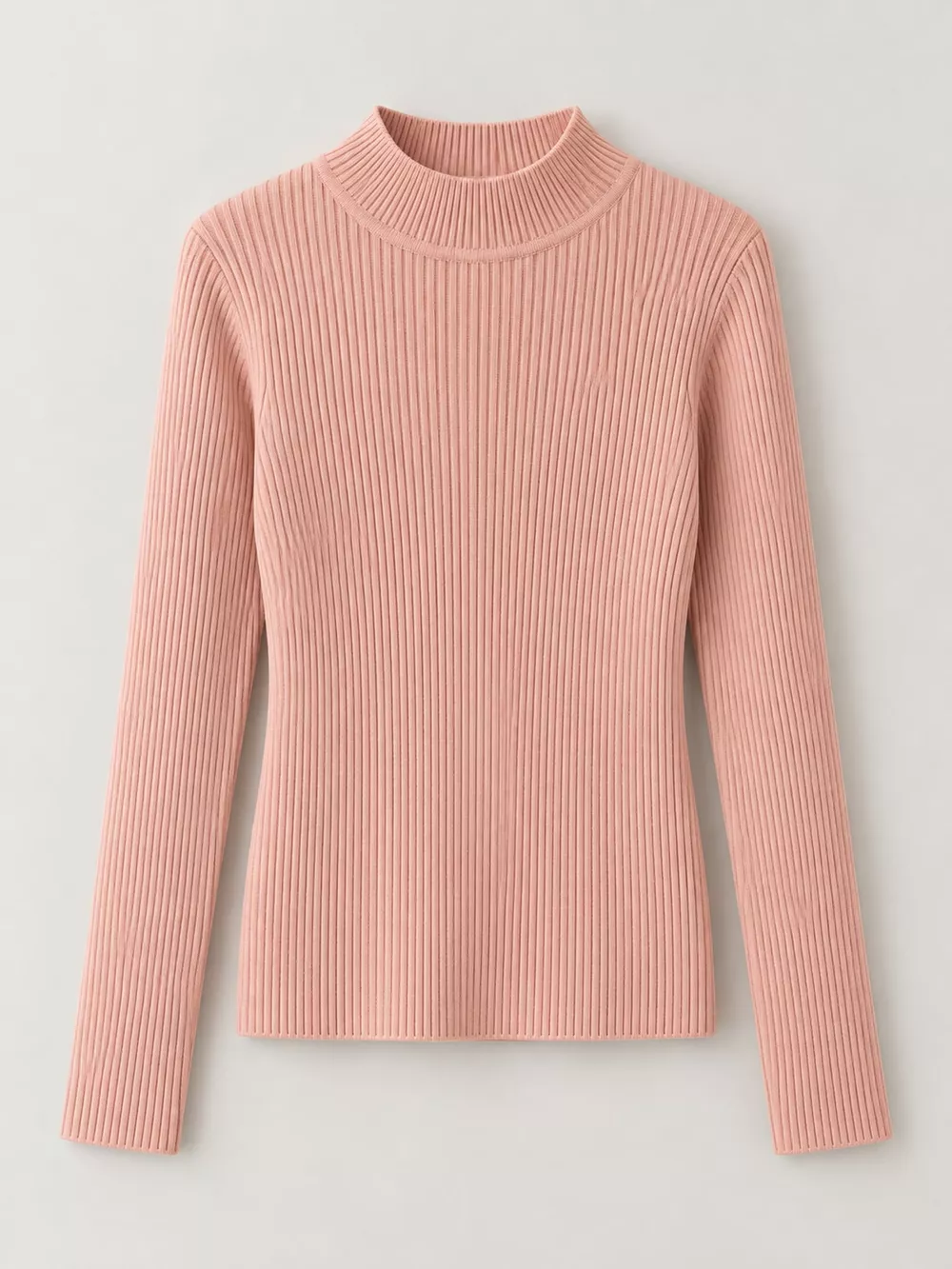Elegant Slim-Fit Ribbed Mock Neck Knit Top, image 10