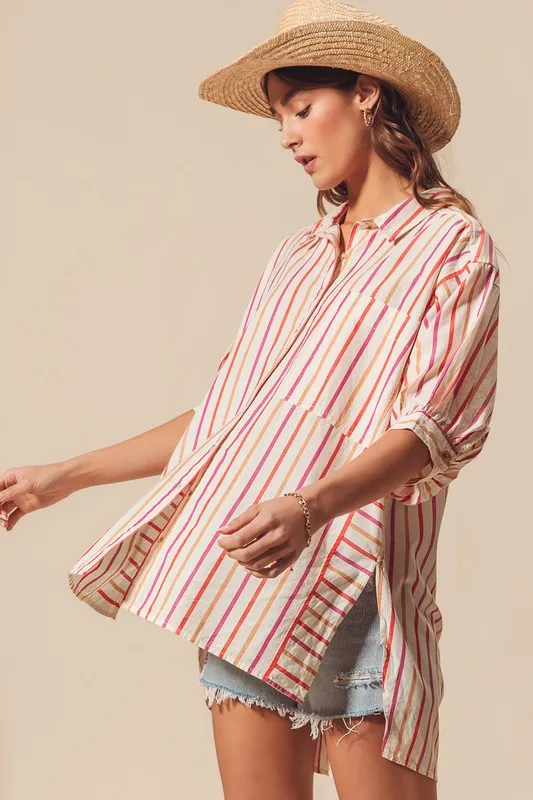 Multicolored Stripe Button Down Shirt, image 10