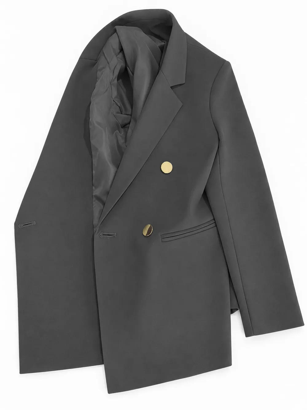 Full Size Minimalist Double-Breasted White Blazer Plus Size, image 58
