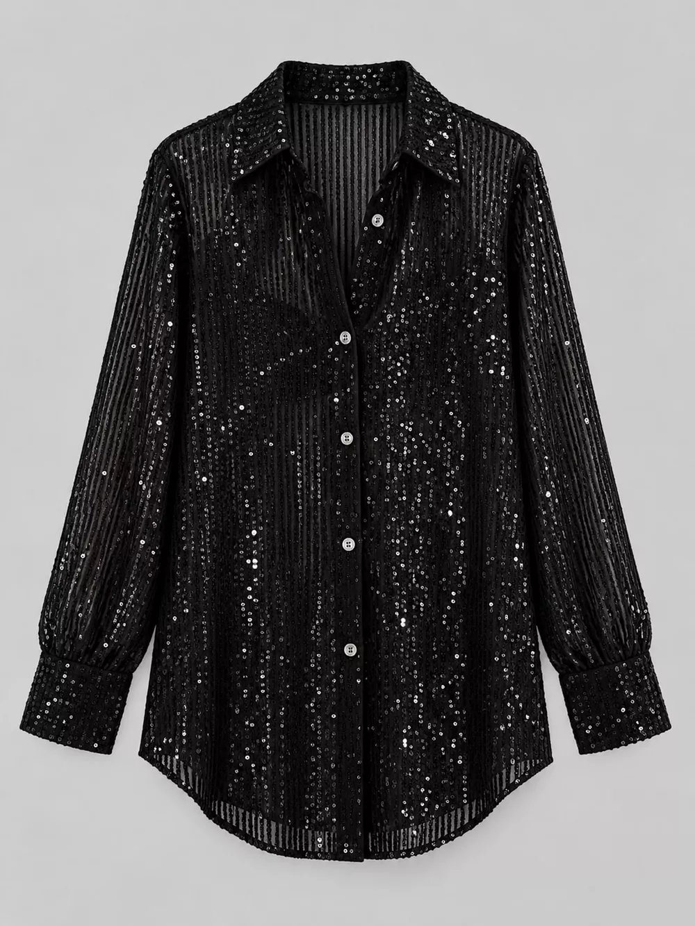Full Size Sequin Button-Down Shirt Plus Size, image 19