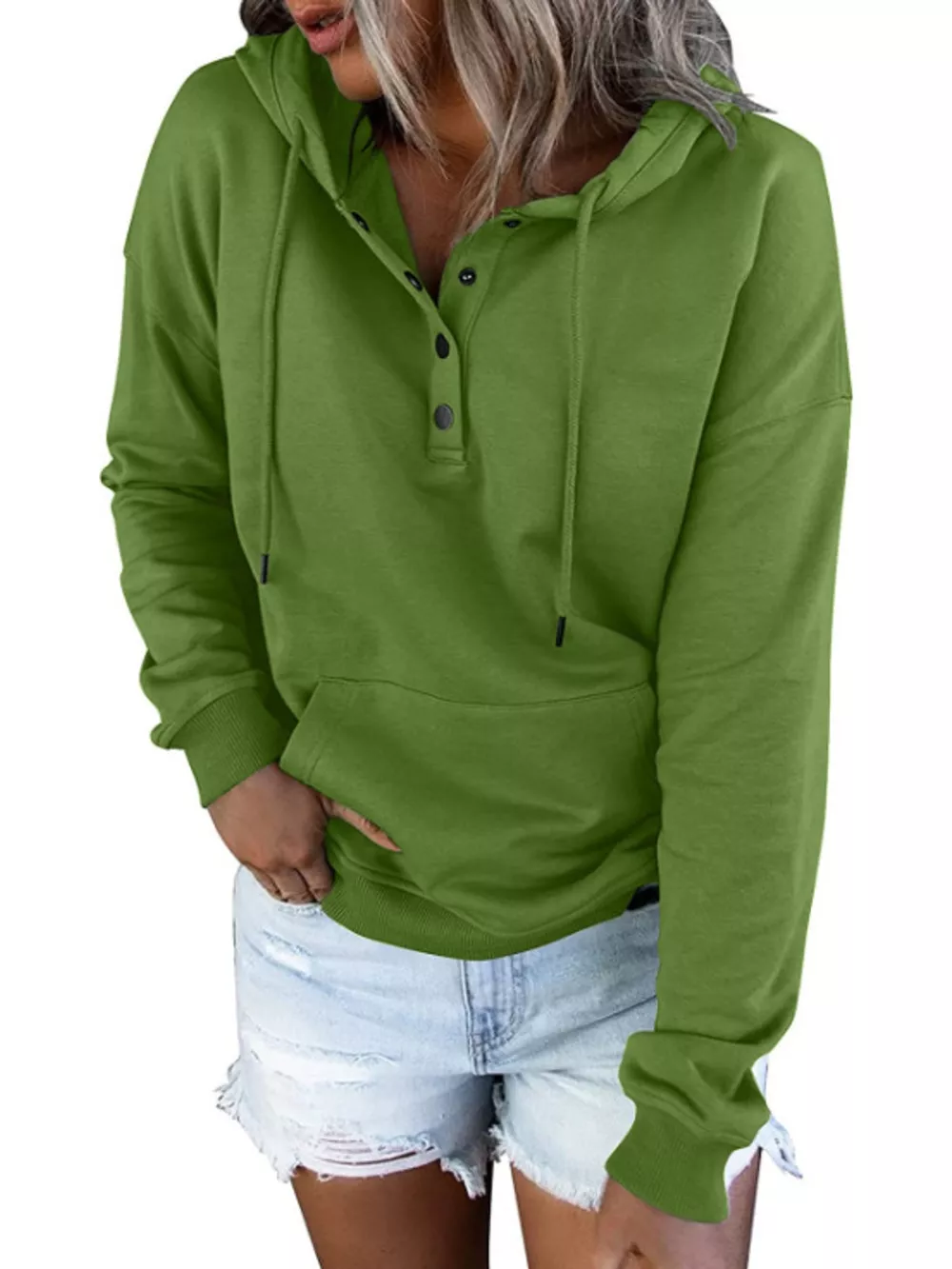Full Size Kangaroo Pocket Dropped Shoulder Hoodie Plus Size, image 29