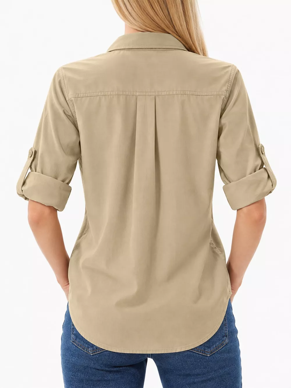 Full Size Button-Down Roll-Up Sleeve Shirt Plus Size, image 35