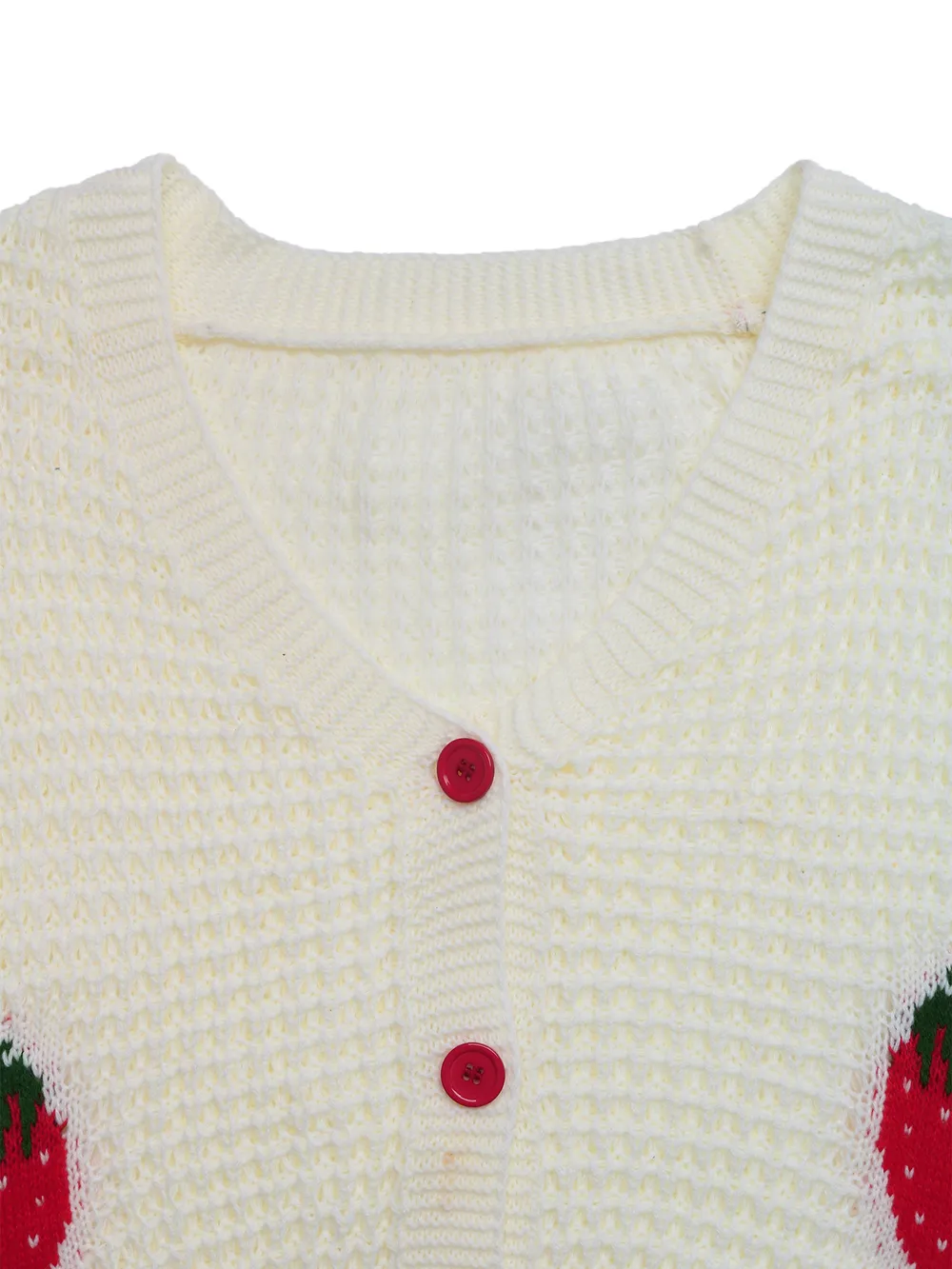 Strawberry Pattern V-Neck Button-Up Cardigan, image 8