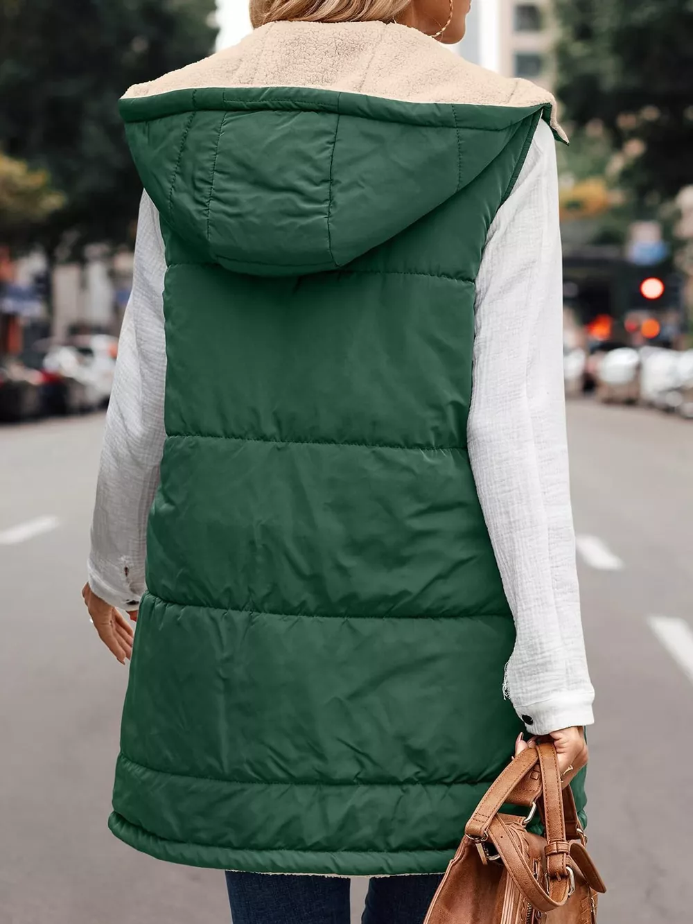 Full Size Hooded Sherpa-Lined Puffer Vest Coat Plus Size, image 34