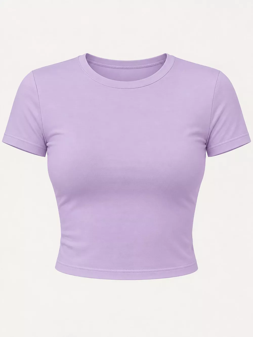 Slim Fit Basic Crew Neck Short Sleeve Crop T-Shirt, image 23