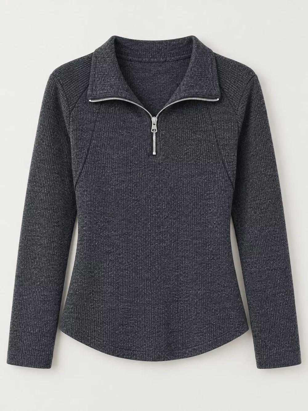 Plus Size Quarter-Zip Long Sleeve Top