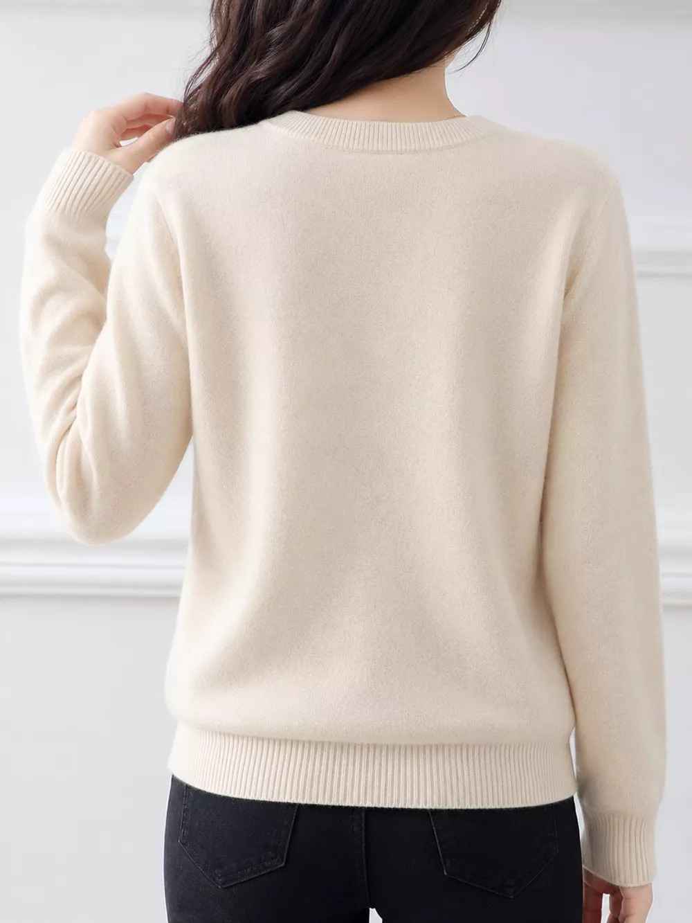Crew-Neck Button-Down Cardigan, image 3