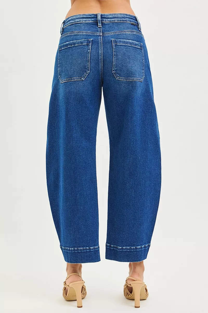 Mid Rise Crop Barrel Jeans, image 5