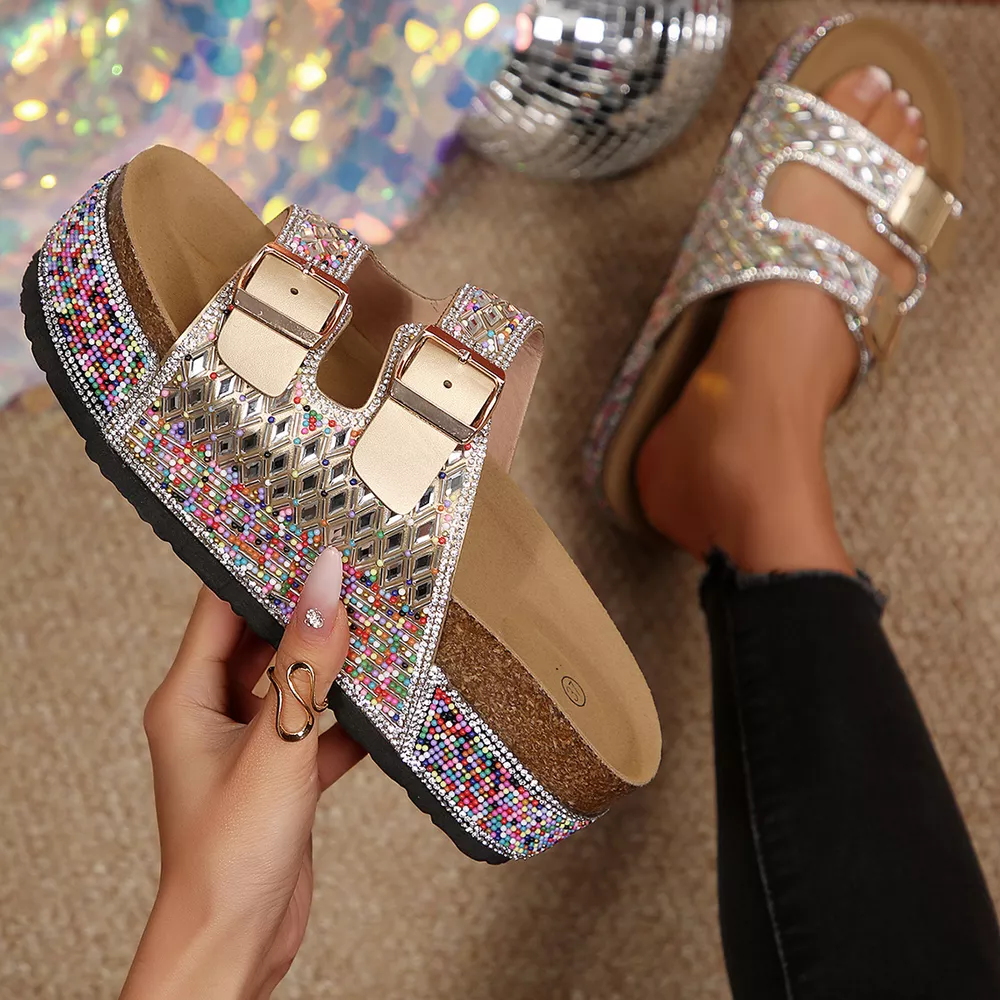 Rhinestone Double Buckle Sandals, image 17