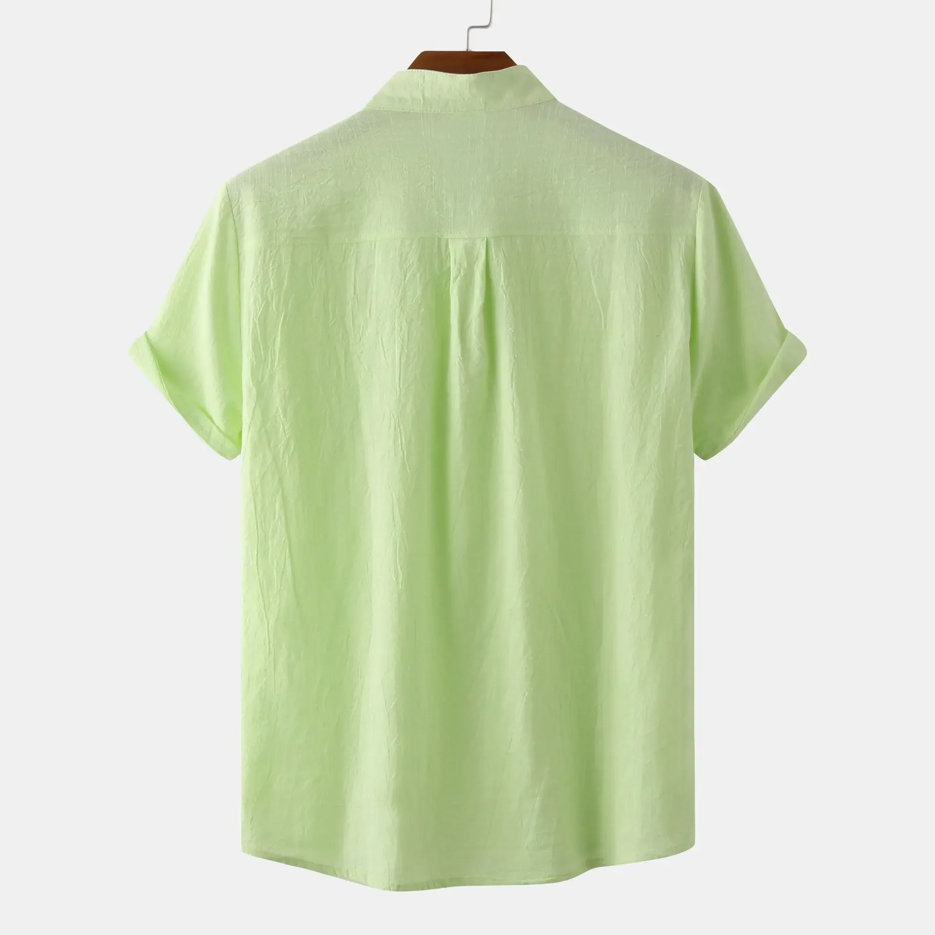 Men's Mandarin Collar Short Sleeve Henley Shirt, image 14