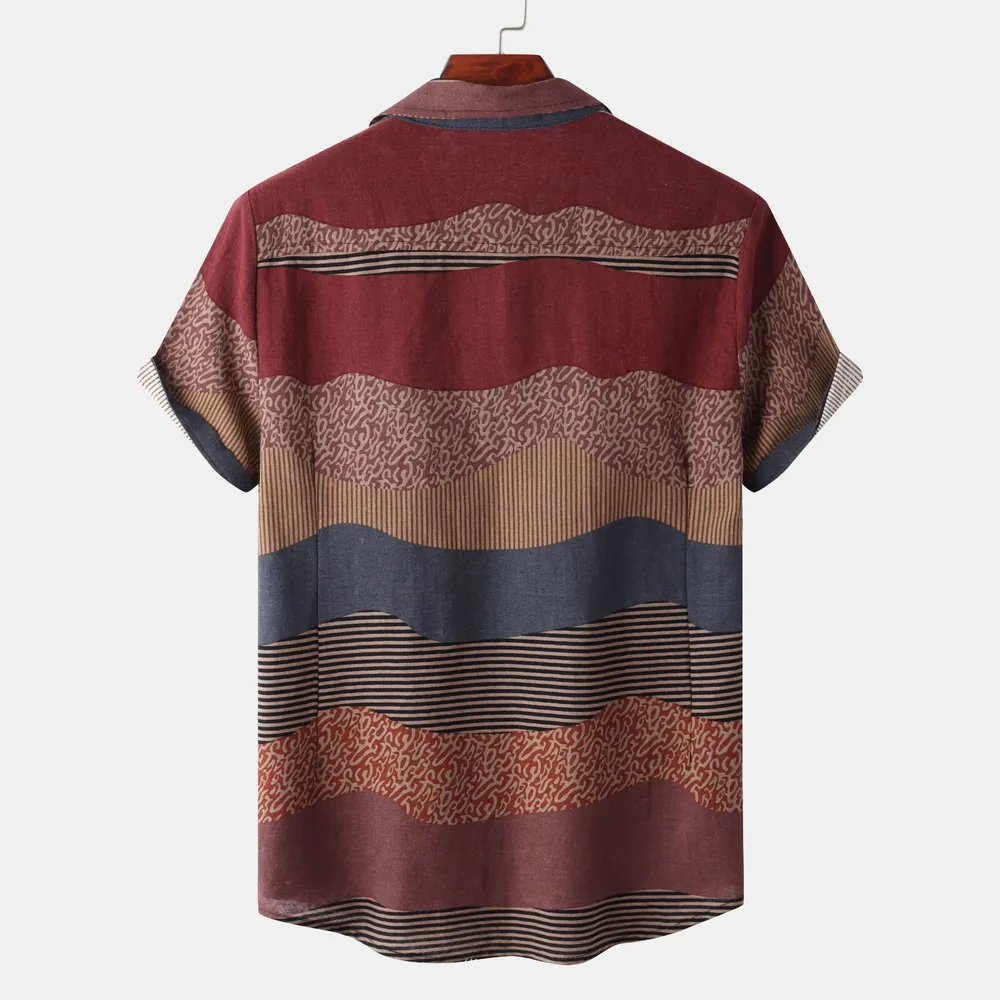 Men's Plus Size Color Block Short Sleeve Casual Shirt, image 3