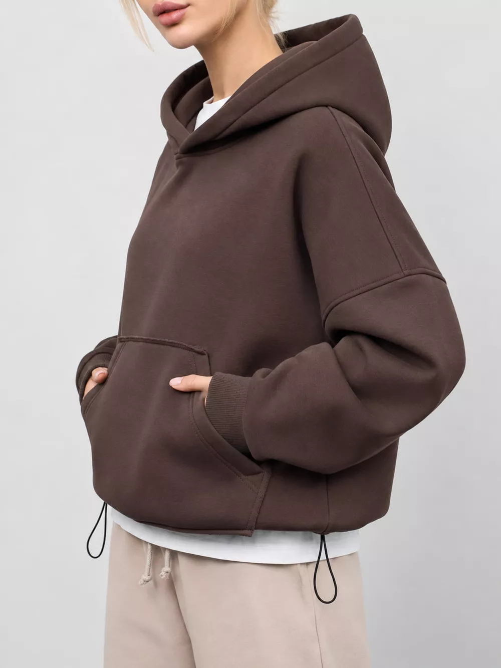 Kangaroo Pocket Dropped Shoulder Hoodie, image 5