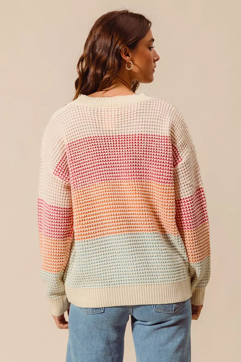 Multi Color Block Long Sleeve Sweater, image 13