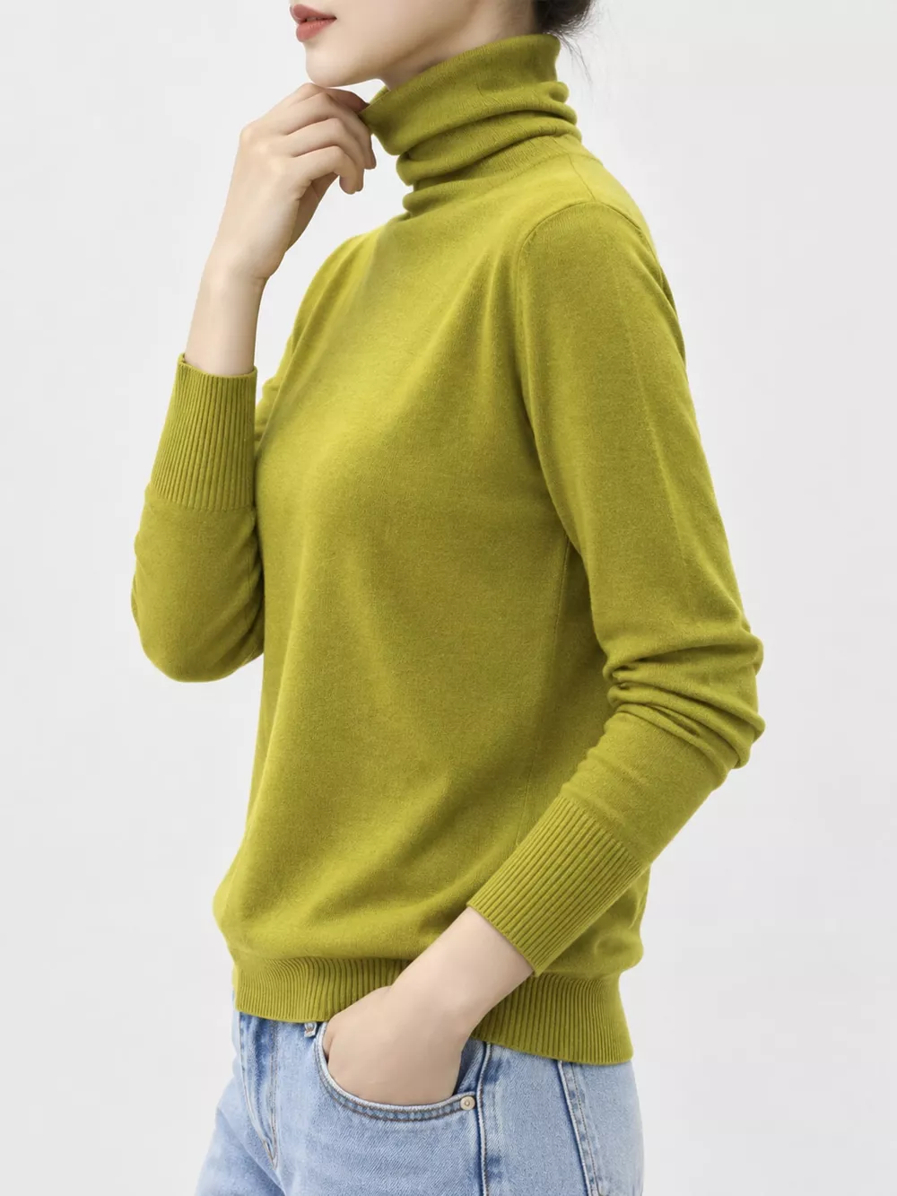 Full Size Slim-Fit Turtleneck Knit Top Plus Size, image 44