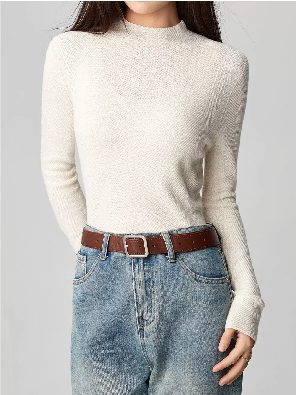 Textured Mock Neck Sweater, image 14