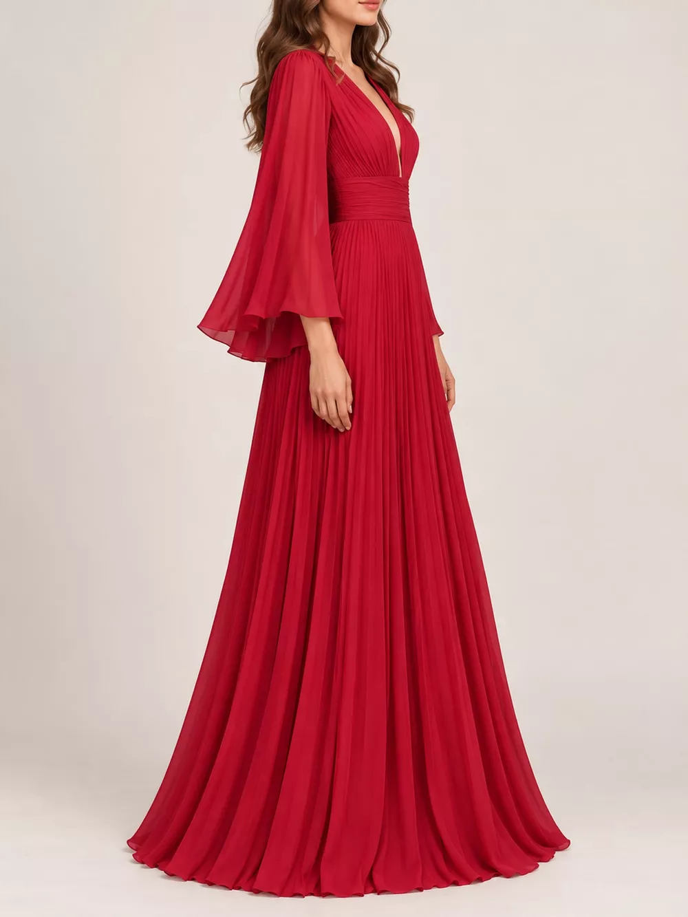 V-Neck Pleated Maxi Dress, image 7