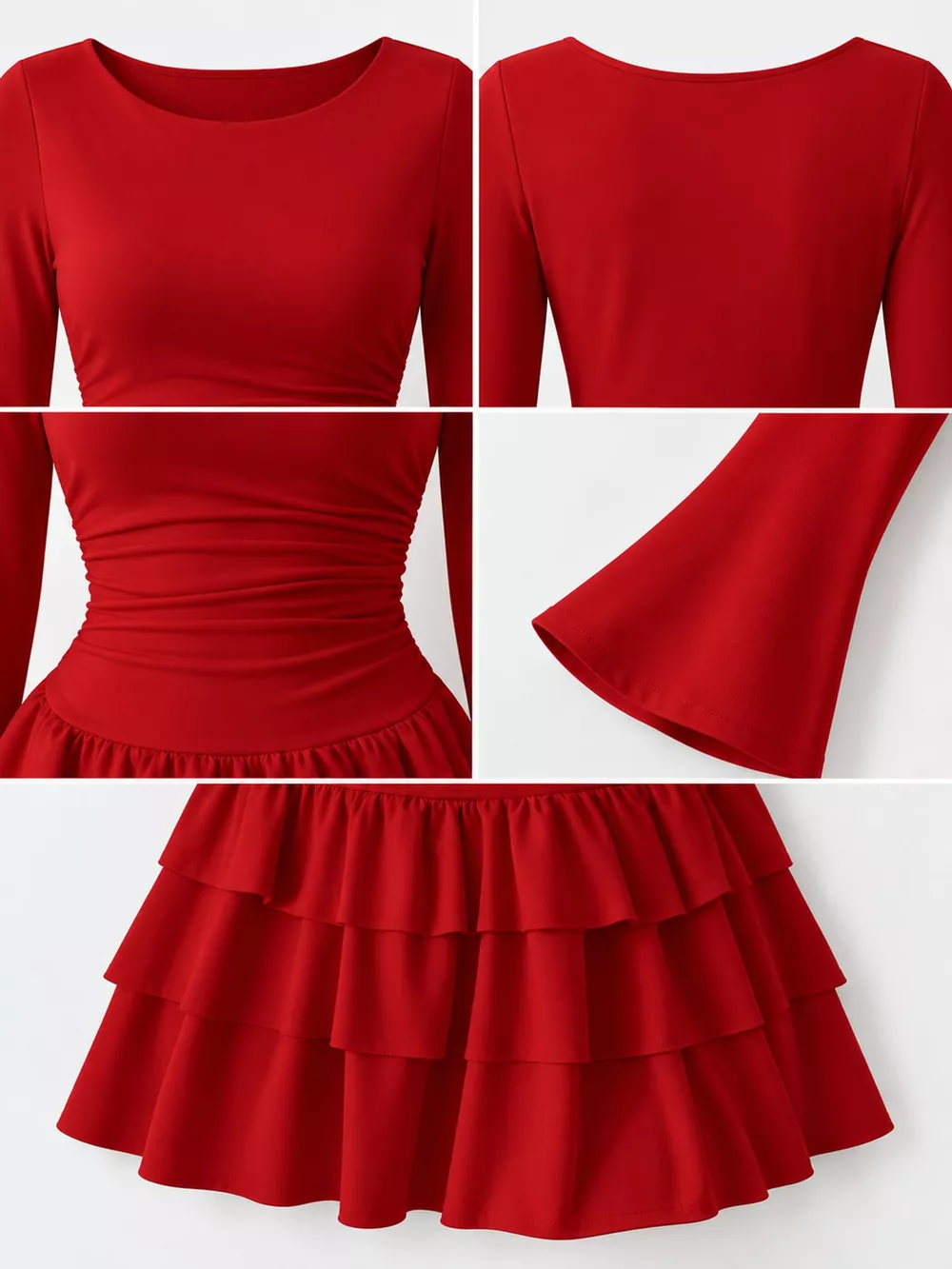 Layered Ruffle Long Sleeve Mini Dress, image 21