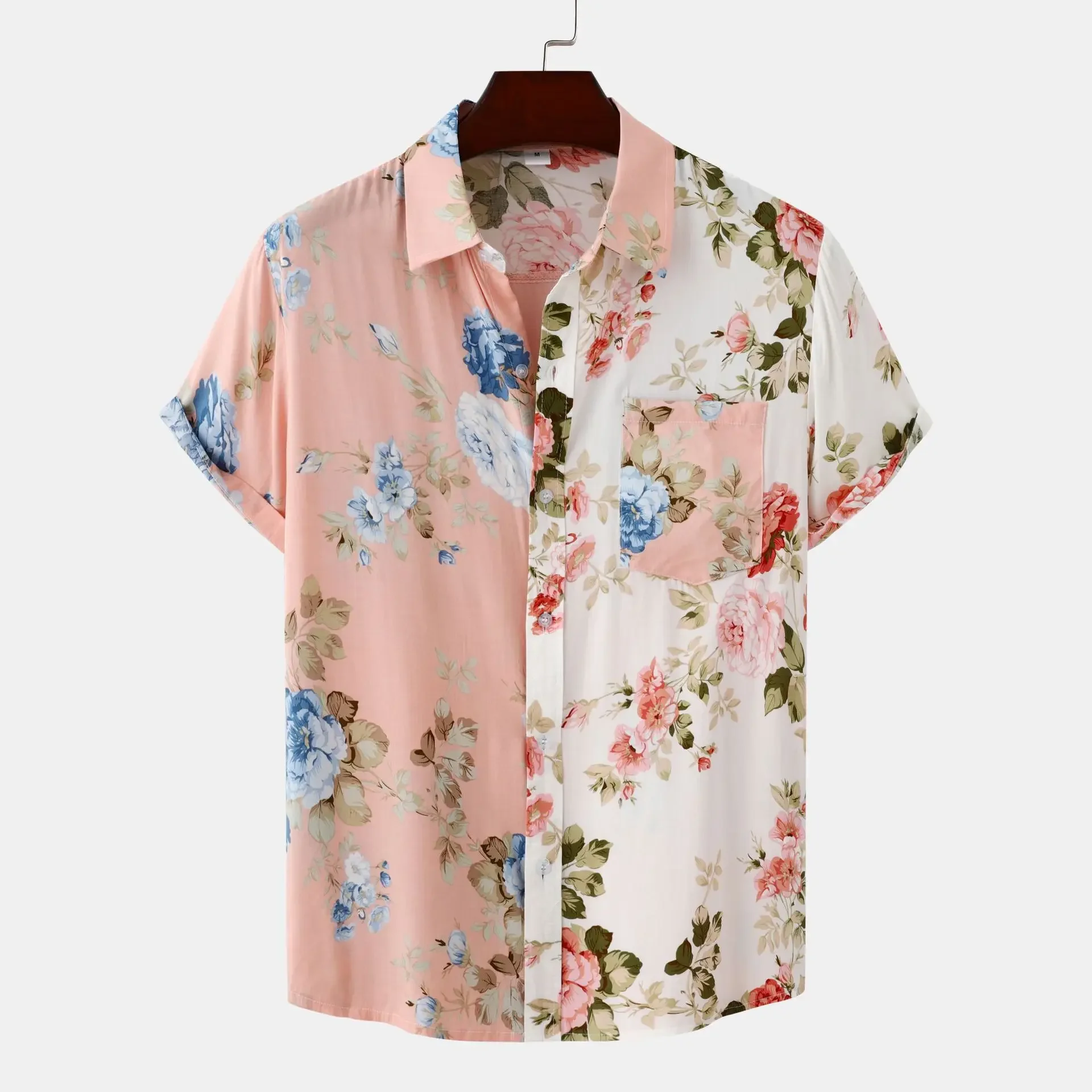 Men's Plus Size Floral Short Sleeve Shirt, image 3