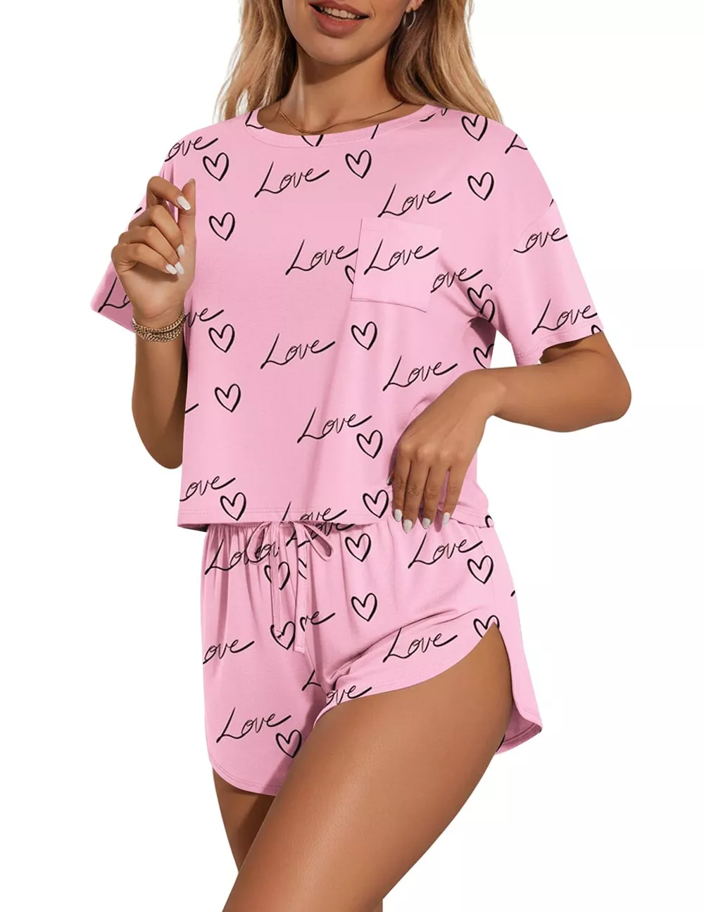Printed Round Neck Tee and Shorts Set, image 3
