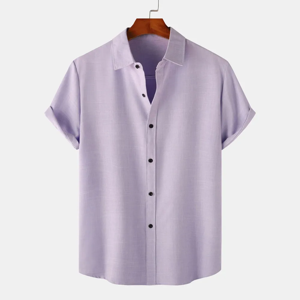 Men's Plus Size Casual Short Sleeve Button-Up Shirt