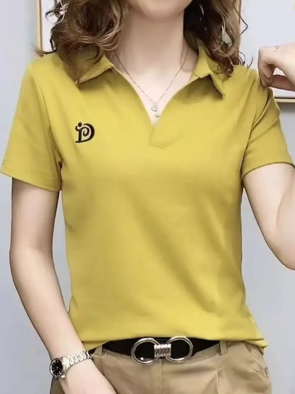 Plus Size Collared Neck Short-Sleeve Polo, image 6