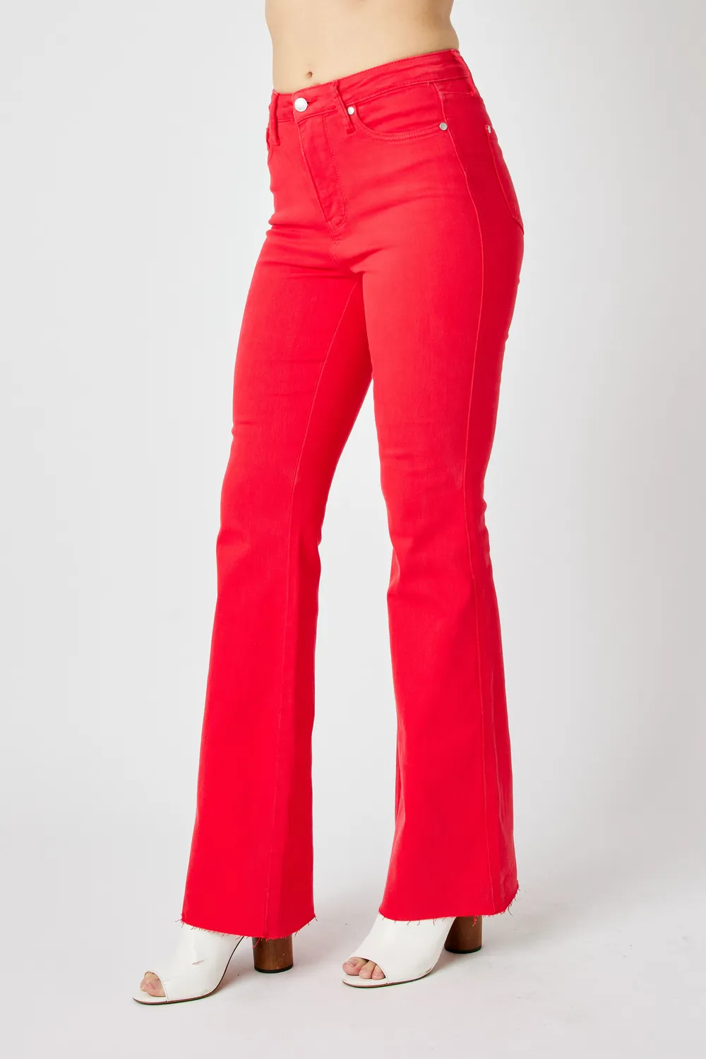 Full Size Hw Tummy Control Garment Dyed Flare Jeans Plus Size, image 7