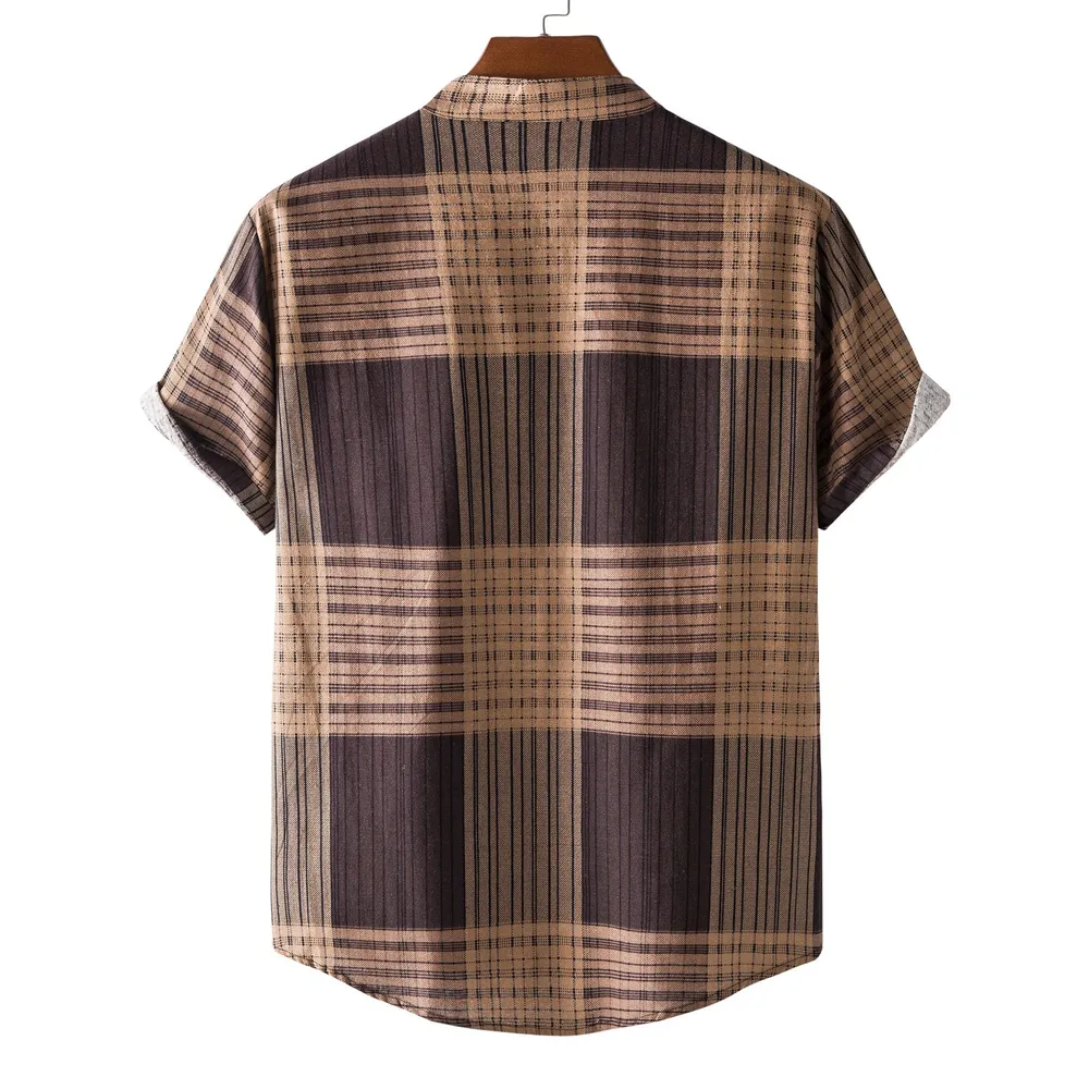 Men's Casual Plaid Short Sleeve Button Detail Shirt, image 2