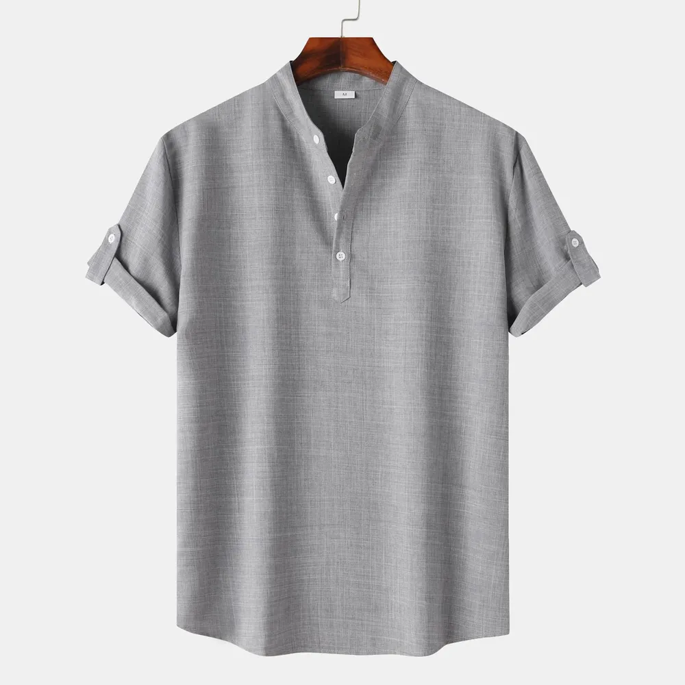 Men's Button Detail Short Sleeve Blouse