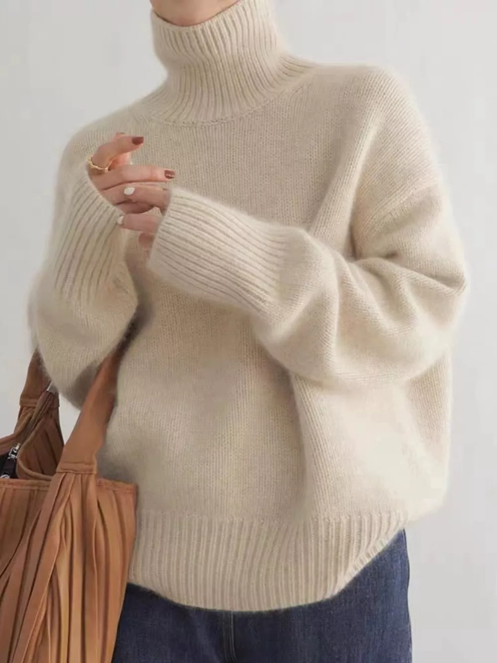 Turtleneck Dropped Shoulder Sweater, image 8