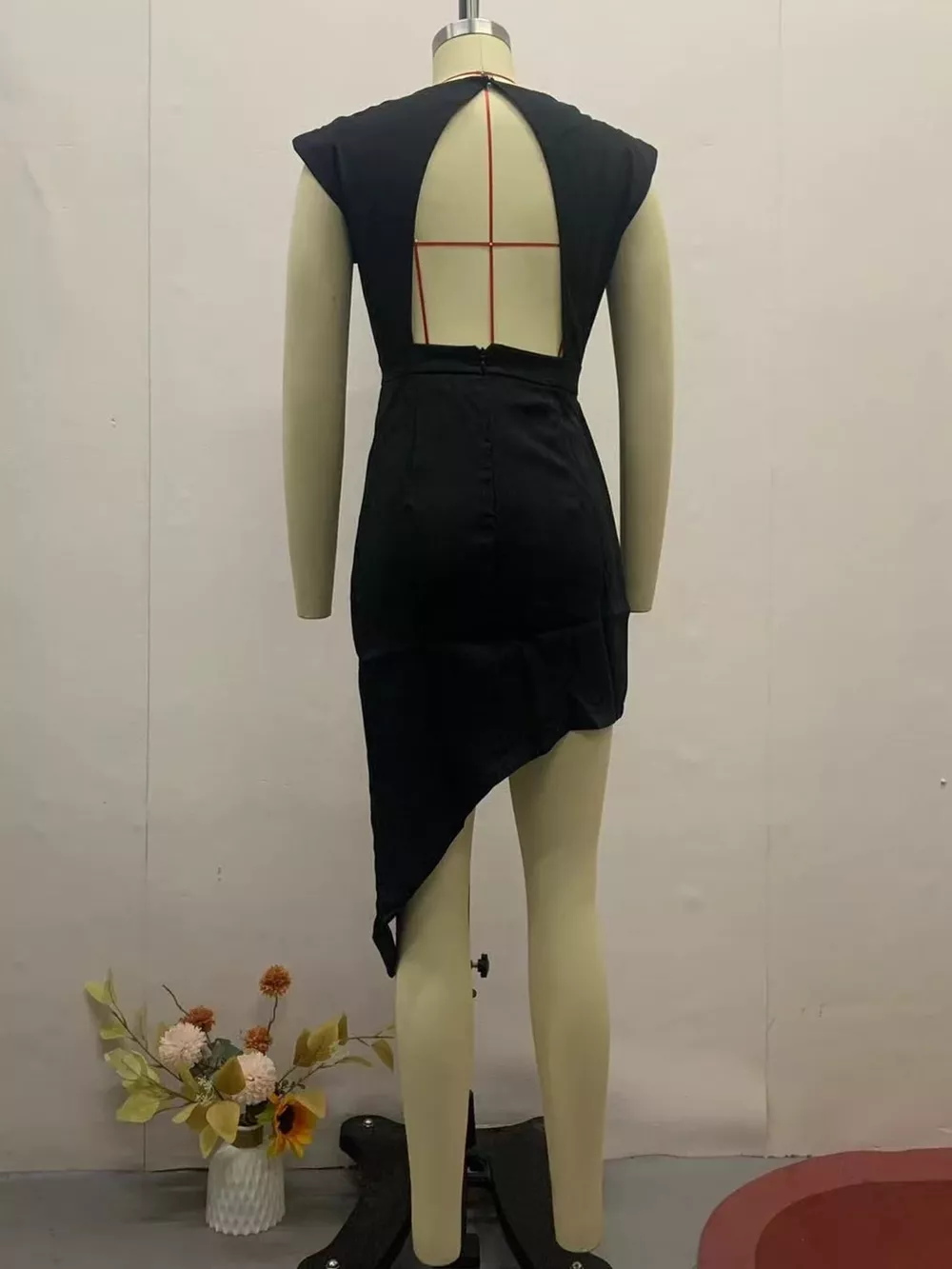 Full Size Elegant Asymmetrical Backless Pleated Dress Plus Size, image 12