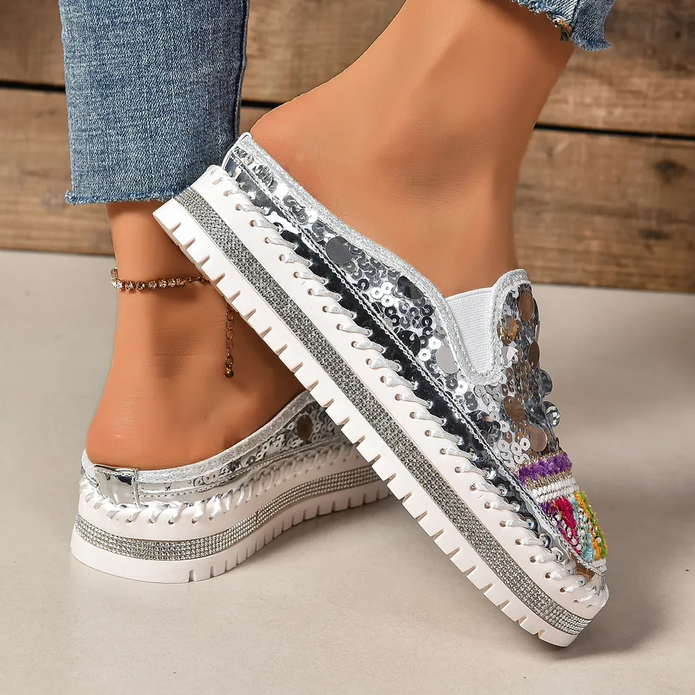 Sequin Round Toe Platform Loafers, image 14