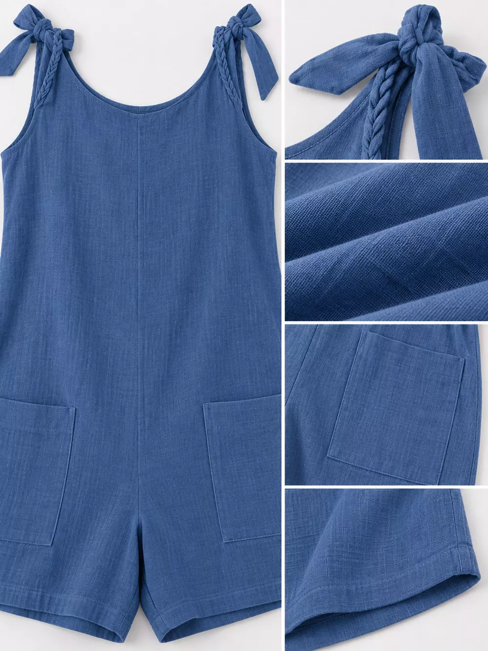 Full Size Tie-Shoulder Romper with Pockets Plus Size, image 34