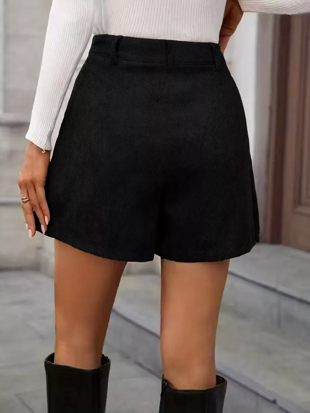 Full Size Pleated High Waist Shorts Plus Size, image 8