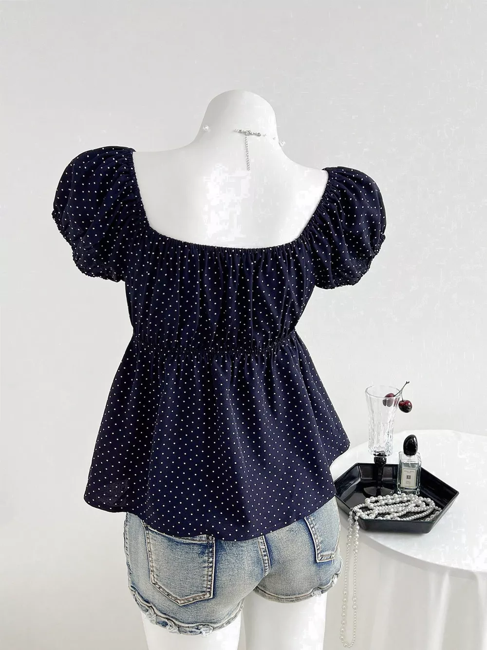 Polka Dot Puff Sleeve Blouse, image 5