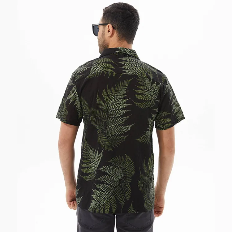 Men's Full Size Leaf Print Short Sleeve Shirt Plus Size, image 4
