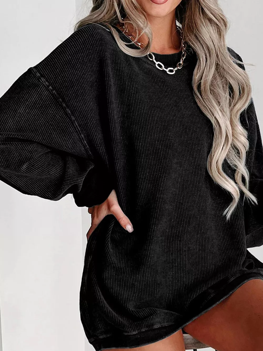 Casual Crew Neck  Dropped Shoulder Sweatshirt, image 7
