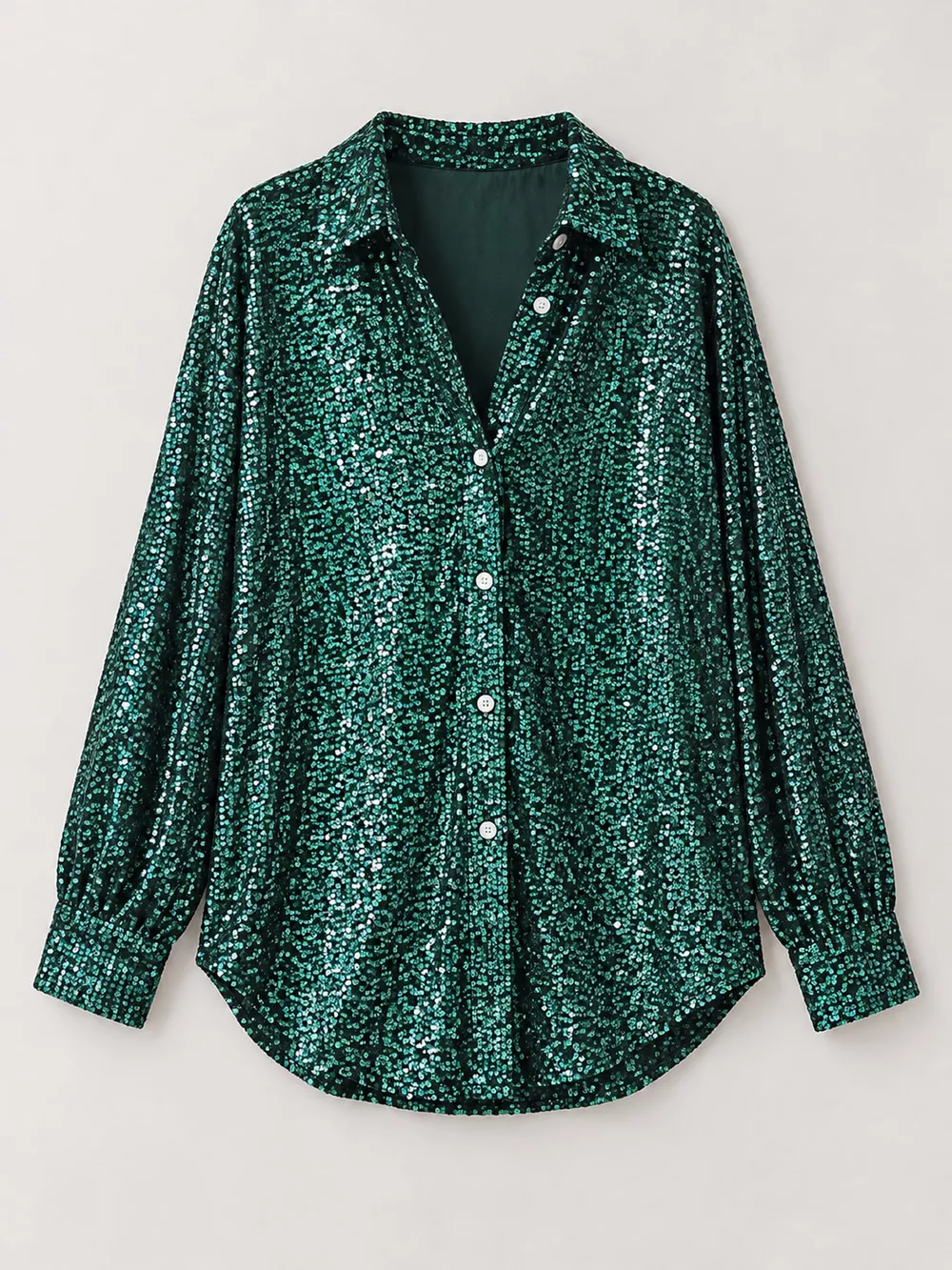 Full Size Sequin Button-Down Shirt Plus Size, image 33