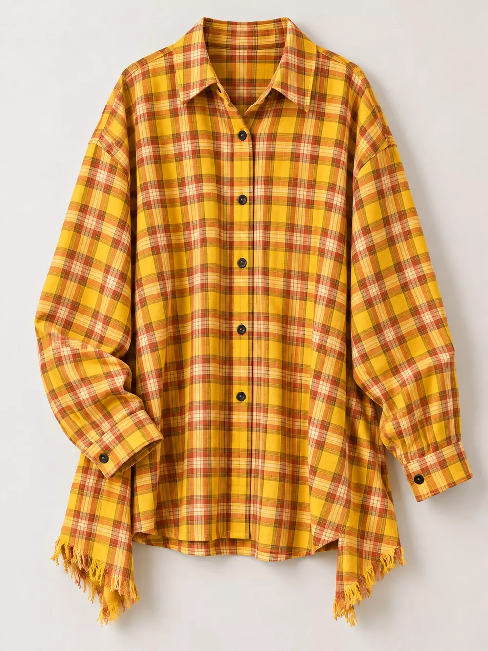 Plaid Frayed Hem Button Up Shirt, image 4