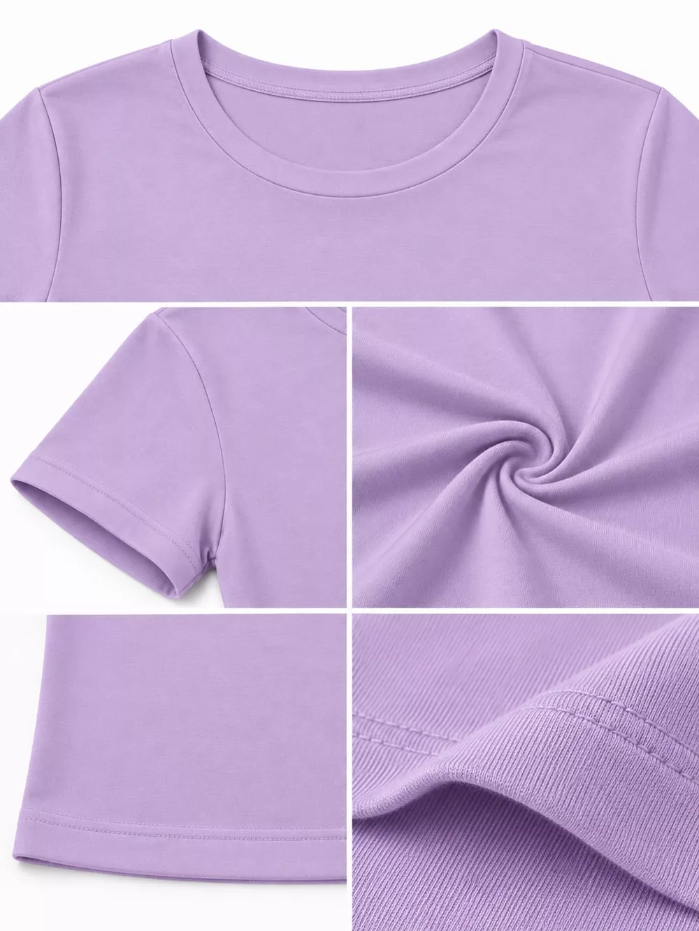 Slim Fit Basic Crew Neck Short Sleeve Crop T-Shirt, image 24