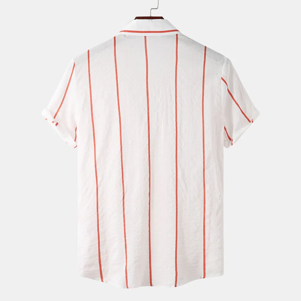 Men's Plus Size Casual Striped Short Sleeve Button Down Shirt, image 2