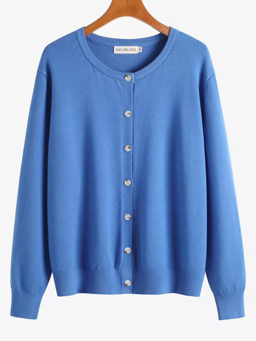 Plus Size Crew Neck Button-Down Knit Cardigan, image 17