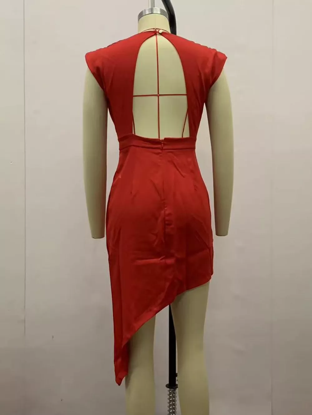 Full Size Elegant Asymmetrical Backless Pleated Dress Plus Size, image 6