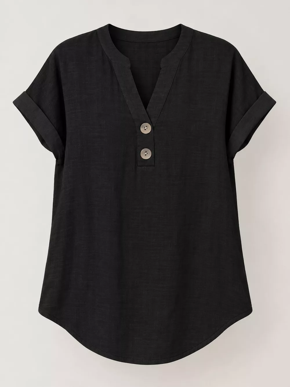 Full Size Button Detail Short Sleeve Blouse Plus Size, image 4