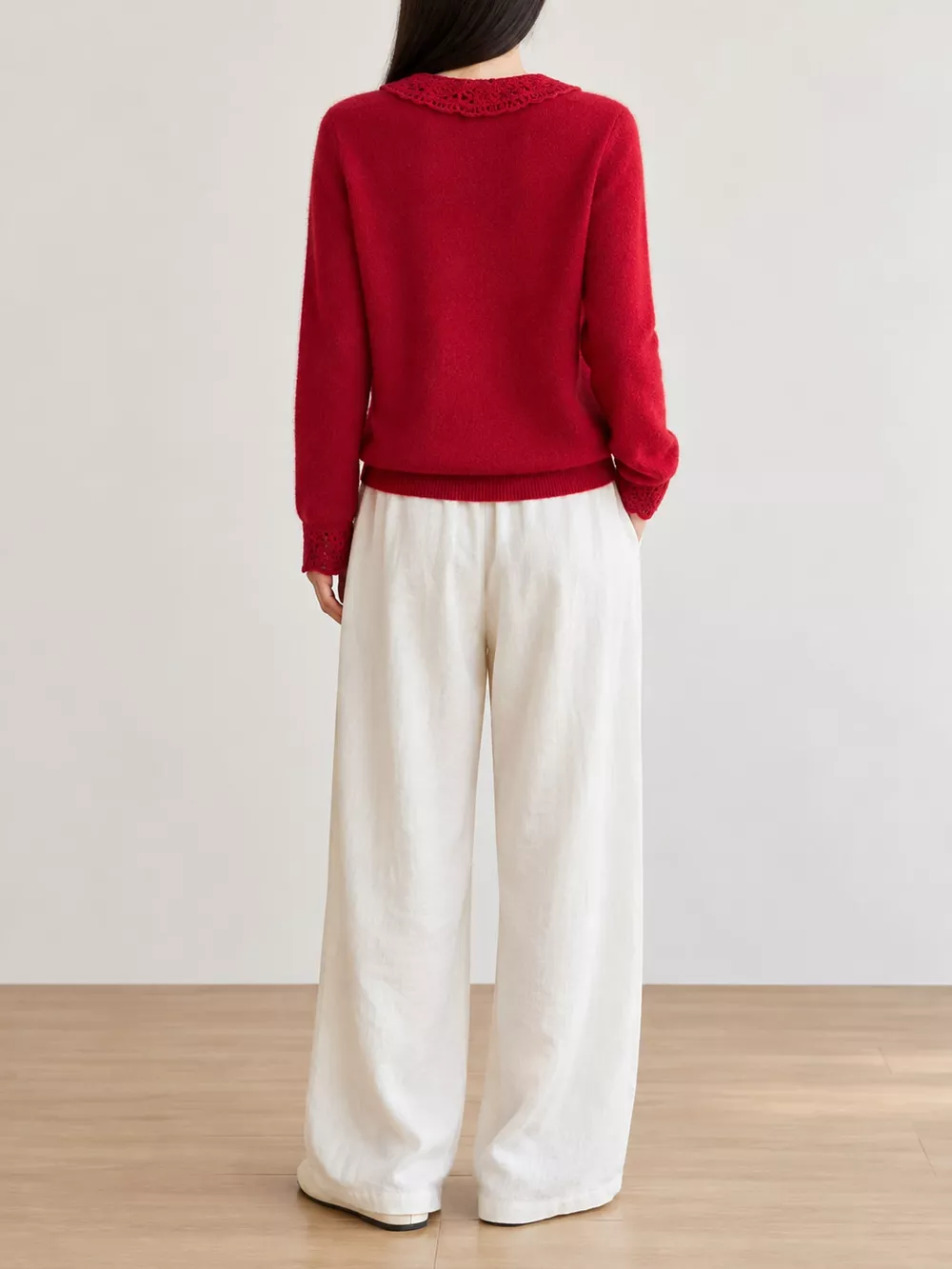Lace-Collar Button Down Knit Cardigan, image 31