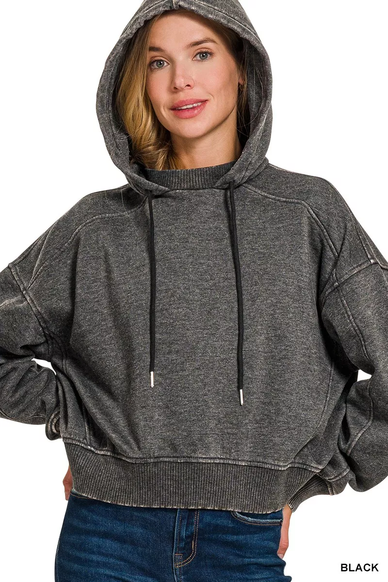 Acid Wash Fleece Hoodie