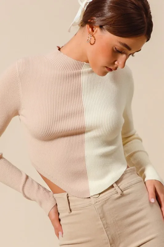 Color Block Fitted Crop Sweater Top, image 13