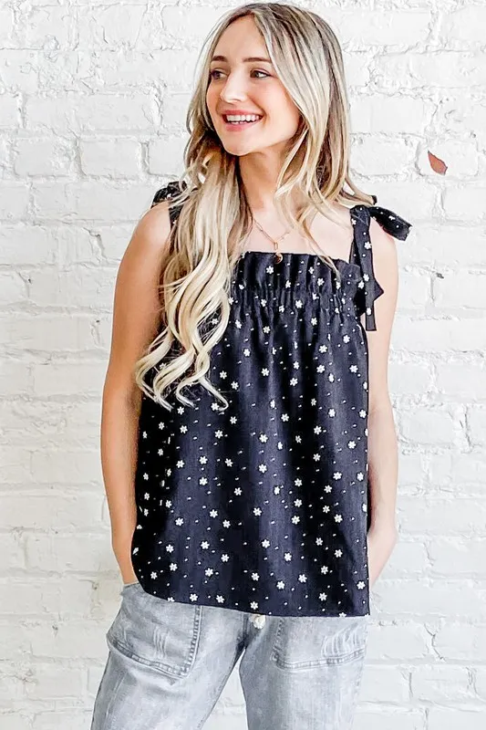 Daisy Polka Dot Print Ruffle Tank Top, image 4