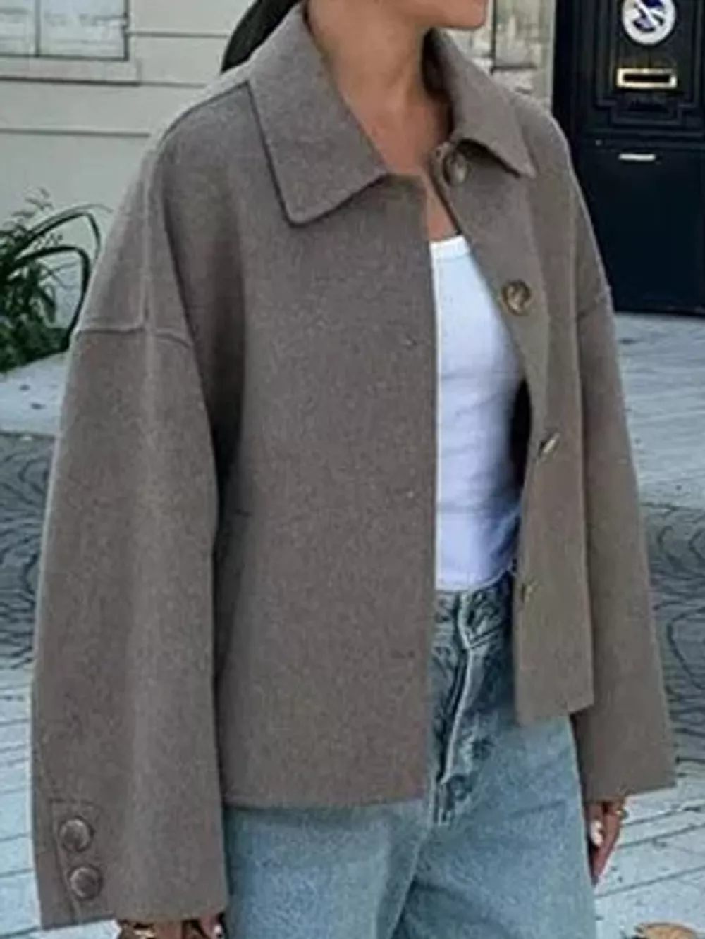 Button-Up Dropped Shoulder Outerwear, image 3