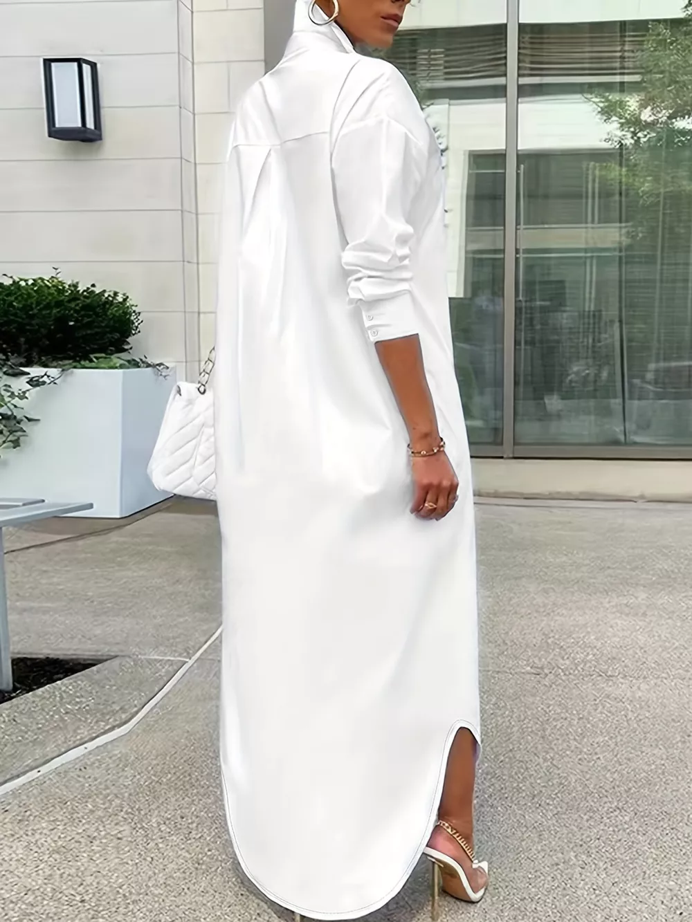 Plus Size Longline Button-Down Shirt, image 5