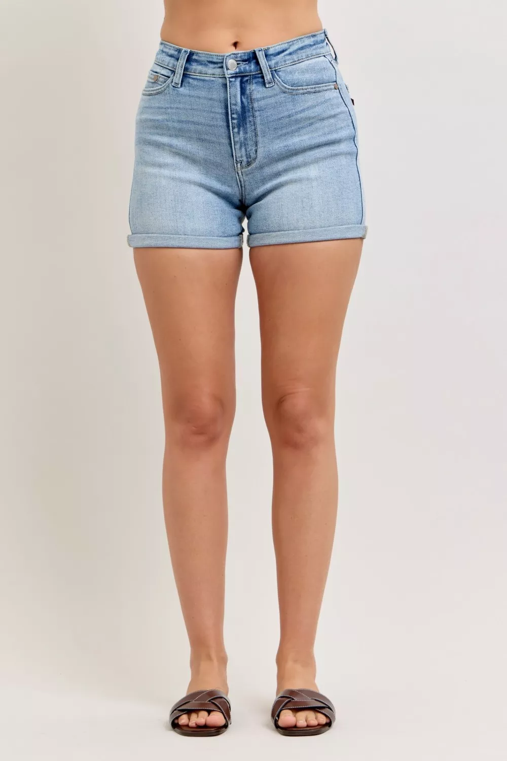 High-Waisted Slim Short with Cell Phone Back Pockets